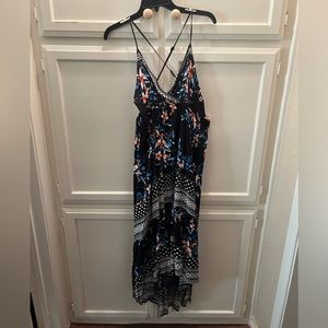 Black floral dress with open back size medium